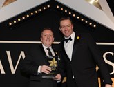 Mercedes-Benz Cars UK head of fleet Rob East (left) collects the award from LeasePlan managing director Matt Dyer