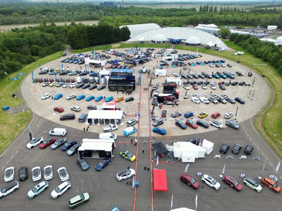 A top-down view of the CCIA showground - with many different vehicles