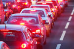 Queuing traffic on road