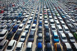 Hundreds of cars 