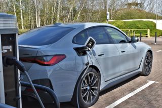 Car being charged at EV charge point