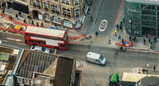 Aerial view of London streets