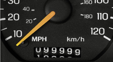 Car's speedometer and mileage