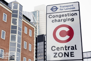 London congestion charge zone sign