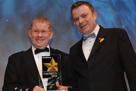 Gordon Stephen (left) receives his Fleet News Award in 2012