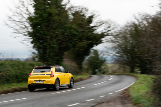 Renault 5 driving from rear