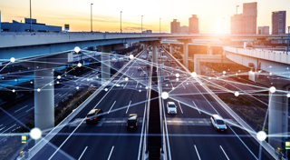 connected cars on motorway