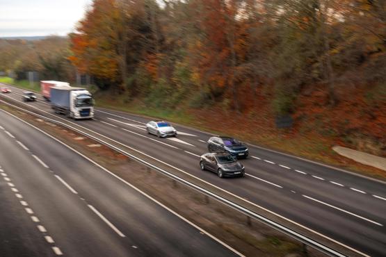 Mercedes EQS, VW ID7 and Tesla Model 3 on the motorway