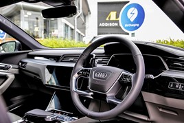 Steering wheel of an Audi e-tron