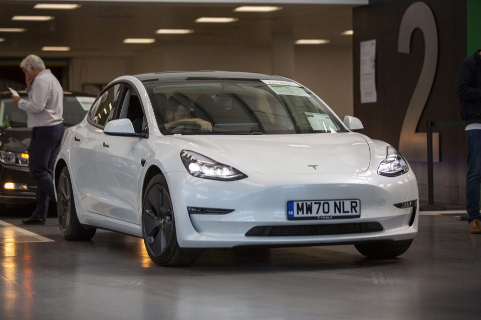 Tesla Model 3 waiting to go through an Aston Barclay auction