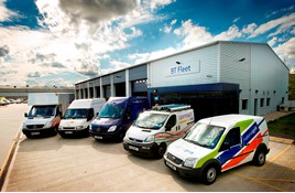 Some of the vehicles in the BT Fleet parked outside workshop