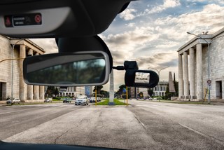 Dashcam on rear view mirror