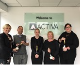 Celebrating NVQ success at Activa Contracts are (left to right): customer services director Karen McCarthy with Andy Raven, Laura Baird, Jo Henderson and Rachael Sim.