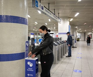 face mask covering  public transport London tube