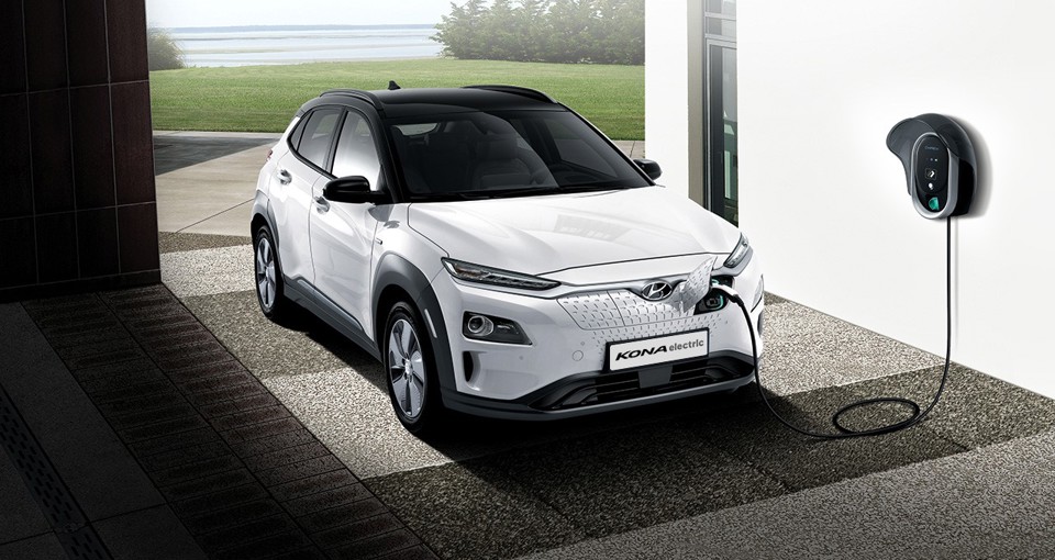 Hyundai Kona Electric being charged