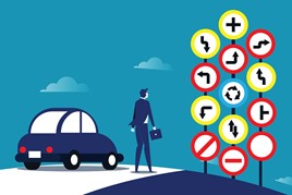 Confusing road signs stock image
