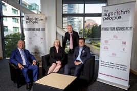 left to right – Robert Goldwater, Sarah Ferguson and Colin Ferguson of The Algorithm People, with Ian Wilson of Mercia