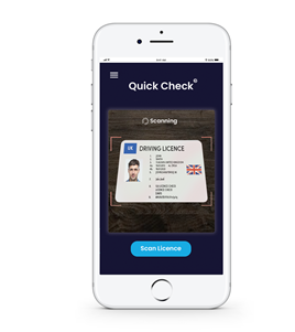 Licence Check app on smart phone