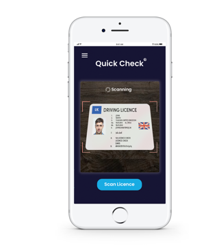 Licence Check app on smart phone