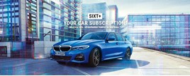 Blue BMW with Sixt+ logo