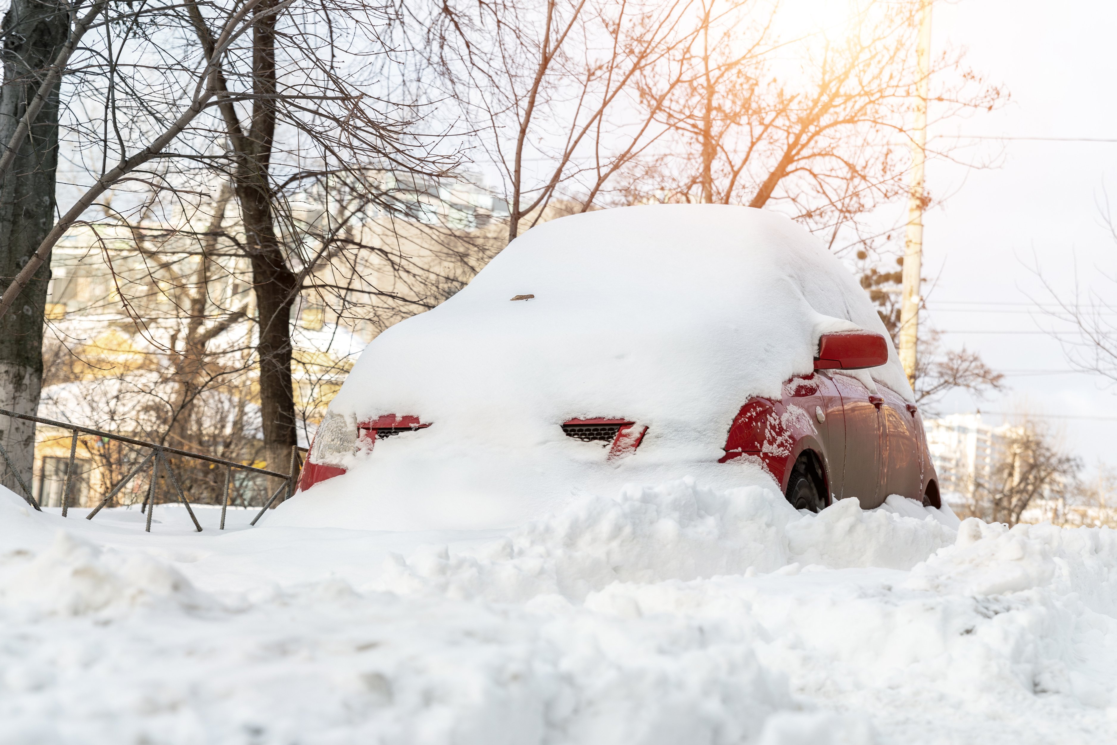 Snow covered car