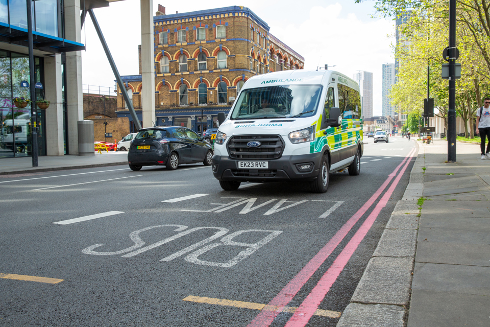 Non-emergency ambulance on bus lane