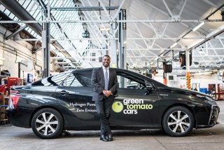 Theo Ellis with Green Tomato Cars' Toyota Mirai