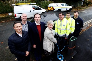 Plugging in EV car using pop up charge point