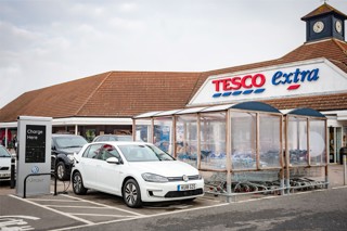 Pod Point EV charge point in Tesco's car park