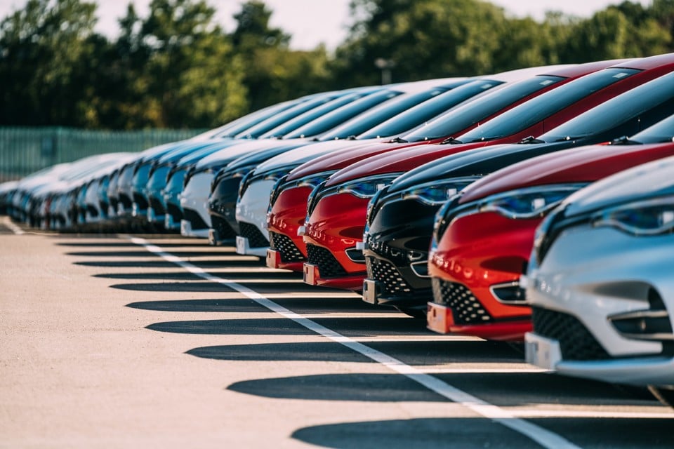 Row of Renault Zoe electric cars