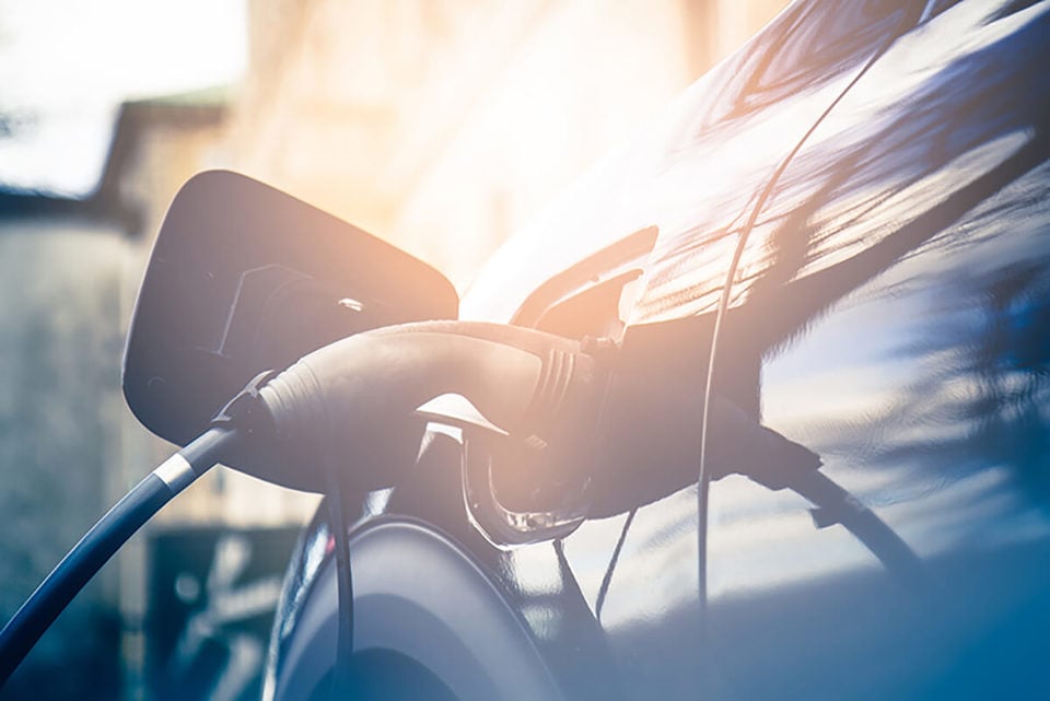 EV plugged into charge point