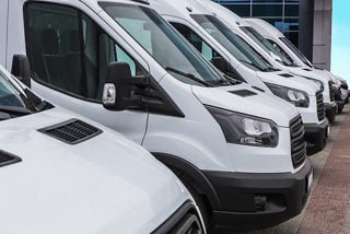 Row of white vans