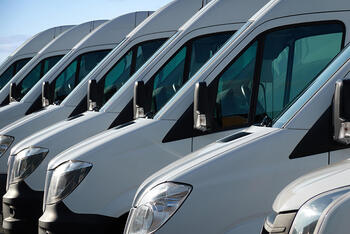 Row of white vans
