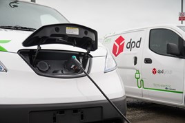 DPD Nissan e-NV200 van being charged 