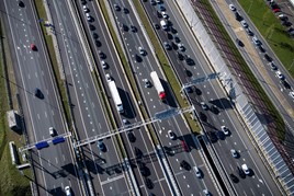 Aerial view of a mult-lane road network