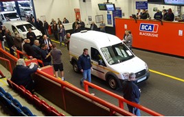 Van in auction lane at BCA