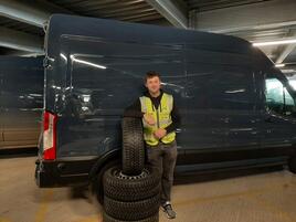 FJM Logistics delivery driver with Michelin Agilis CrossClimate tyres