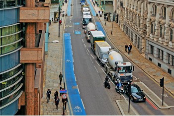 Street showing cycle lanes