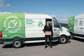 Fraser MacLean, managing director at M&H Carriers, with the new Highland electric delivery fleet