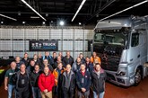 Drivers who attended Mercedes-Benz Trucks’ first TruckChallenger event are pictured with the exclusive Actros Edition 1  