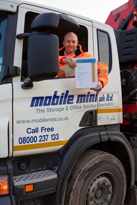 Andy Cowell, national transport manager for Mobile Mini, with FORS Gold Award