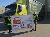 Celebrating National Lorry Week: Michelle Ramsay (Recruitment consultant, Driver Hire Bradford) with customer Neil Marklew (Transport & Warehouse Manager, Ramsey Timber Products).