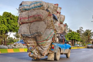 Heavily overloaded pick-up