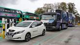 Sharston bus depot charging car and refuse truck