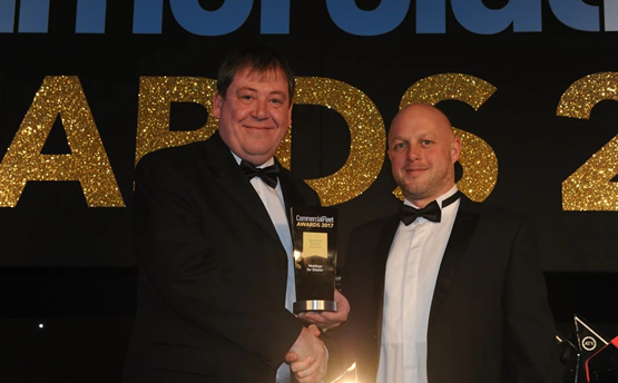 Simon Gray, head of fleet & travel, SSE, and awards judge (left), presents the award to Jeremy Coleman, country manager – UK, Mobileye