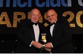 Christopher Macgowan, OBE, chair of the judges (left), presents the award to Gareth Matthews, commercial vehicles manager, Toyota GB
