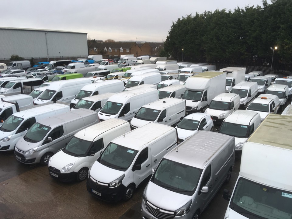 Used vans in a car park